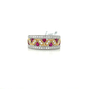 Ruby and diamond leaf ring