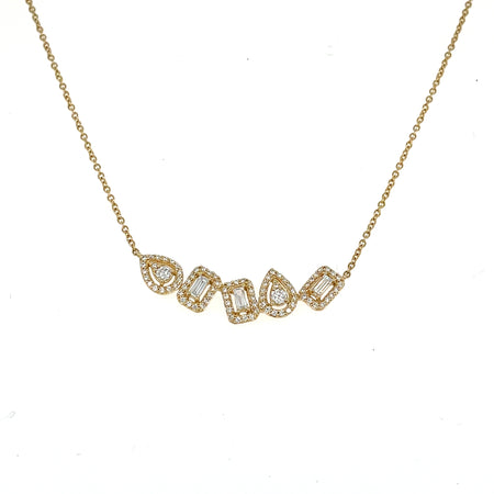 Baguette And Round Diamond Necklace