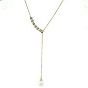 Diamond And Pearl Adjustable Drop Necklace