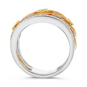 Tri-Color Ring With Natural Yellow Diamonds